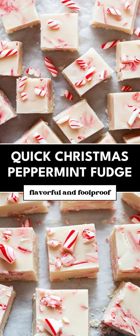 Image for Quick Christmas Peppermint Fudge White Chocolate Peppermint Fudge, Peppermint Recipes Desserts, Chocolate Peppermint Fudge, Candy Cane Fudge, Peppermint Fudge Recipe, Peppermint Bark Fudge, Easy Fudge Recipe, Peppermint Fudge, White Chocolate Peppermint