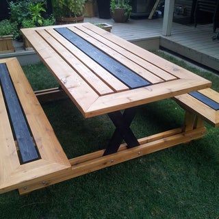 My final version. Ma...-ryanbouwmeester Folding Picnic Table Plans, Folding Picnic Table Bench, Outdoor Design Ideas, Foldable Picnic Table, Diy Picnic Table, Pallet Dining Table, Picnic Table Plans, Picnic Table Bench, Wooden Picnic Tables