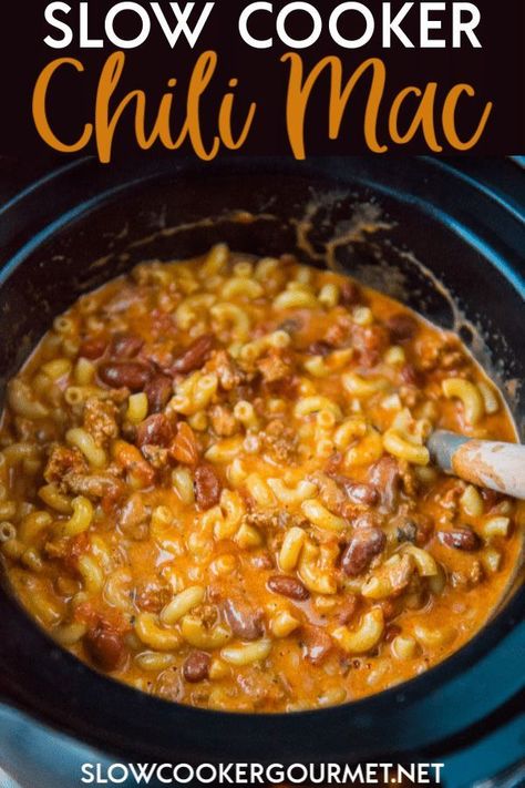 Chili Mac Crockpot, Slow Cooker Chili Mac, Dinner Quick And Easy, Chili Mac Recipe, Chili Mac And Cheese, Whipped Cream Cheese Frosting, Dinner Quick, Homemade Cheese Sauce, Chili Mac