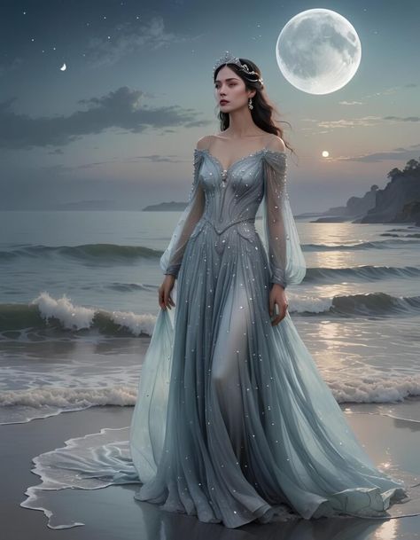 Celestial Moonlight Embellished Gown for Formal Events Moon Dress Aesthetic, Moon Dress Gowns, Starfall Gown, Moon Gown, Moonlight Masquerade, Star Gown, Celestial Gown, Textured Gown, Lunar Goddess