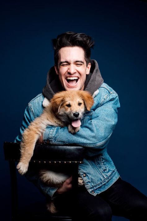 Brendon Urie Played With Puppies While Answering Fan Questions And It's Adorable Dog Films, Marley And Me, Saturday Night Fever, Panic At The Disco, Grammar School, Brendon Urie, John Travolta, Panic! At The Disco, Emo Bands