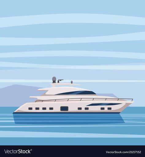 Speed reach yacht on seascape background cartoon Vector Image Yacht Illustration, Art Graf, Boat Cartoon, Art Transportation, Nautical Prints, Background Cartoon, Raster To Vector, Vector Art Design, Twitter Artist