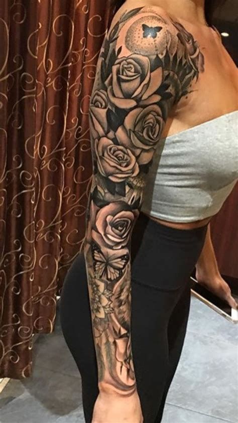 Womens Arm Tattoos Sleeve, Full Arm Tattoo Women, Girl Tattoos On Arm, Full Arm Sleeve Tattoos For Women, Girl Half Sleeve Tattoos, Sleeves Tattoos, Feminine Sleeve, Tattoos Dainty, Girl Flower Tattoos