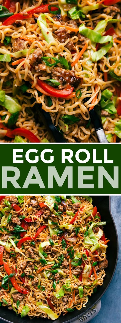 Egg Roll Ramen, Ramen Quick, Ramen Noodle Recipes Easy, Egg Roll Recipe, Ramen Recipes Easy, Chelsea's Messy Apron, Noodles Ramen, Noodle Recipes Easy, Ramen Noodle Recipes