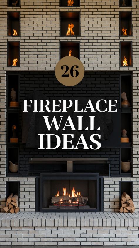 A dramatic stone-clad fireplace wall creates a cozy yet luxurious focal point. Opt for natural stone for a rustic feel or sleek, uniform slabs for a modern edge. Fireplace Makeover, Wall Mounted Tv, Mounted Tv, Fireplace Wall, Fireplace Mantle, Stone Fireplace, Rustic Feel, Layout Design, Fireworks