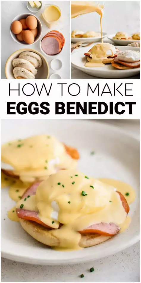 Easy Eggs Benedict, Homemade Hollandaise Sauce, Benedict Recipe, Eggs Benedict Recipe, How To Make Eggs, Hollandaise Sauce, Brunch Dishes, Holiday Breakfast, Egg Dish