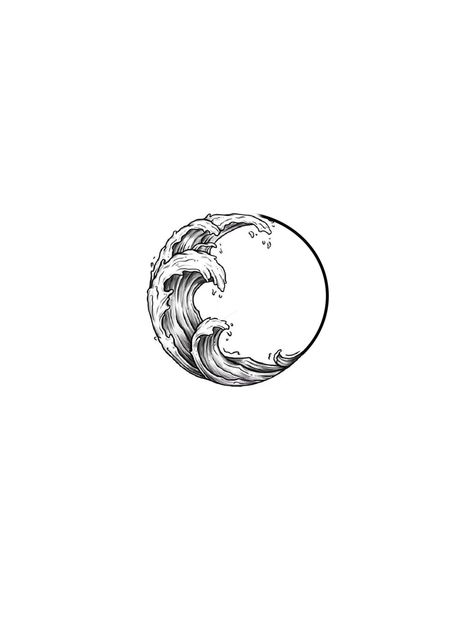 Circle Ocean Tattoo, Wave Tattoo Circle, Minimalist Ocean Tattoo, Ocean Wave Tattoo, Ankle Tattoo Men, Wave Tattoos, Ems Tattoos, Small Wave Tattoo, Wave Tattoo Design