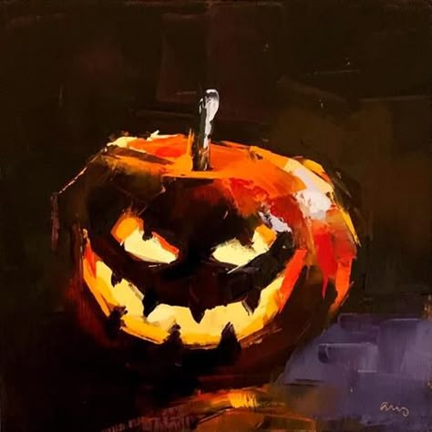 Pumpkin Oil Painting, Halloween Oil Painting, Pumpkin Reference, Lindsey Kustusch, Spotify Art, Sick Drawings, Lantern Painting, Pumpkin Scarecrow, Pumpkin Oil