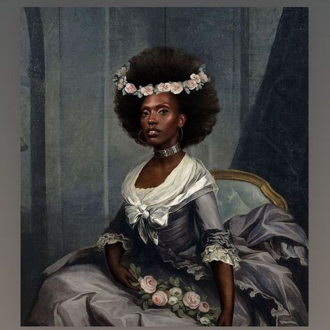 Painting Woman, Instagram Portrait, Royal Aesthetic, Historical Painting, Black Art Painting, Afrocentric Art, Afro Art, Romantic Art, African American Art