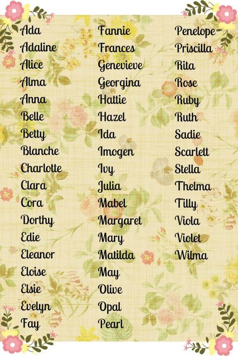 Old Lady Names, Vintage Baby Girl Names, Girls Names Vintage, Cool Baby Girl Names, Old Fashioned Baby Names, Vintage Baby Names, Unisex Baby Names, Names Girl, Vintage Names