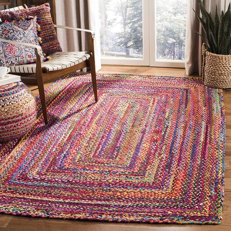 Safavieh Braided Collection Bohemian Cotton Area Rug Karpet Perca, Southwestern Rug, Yellow Area Rugs, Cotton Area Rug, Sisal Rug, Accent Rug, Yellow Rug, Rag Rug, Jute Rug