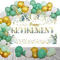 Check this out! Retirement Backdrop, Happy Retirement Decorations, Happy Retirement Banner, Retirement Party Banner, Retirement Party Sign, Retirement Party Themes, Retirement Decorations, Retirement Party Decorations, Green Balloon