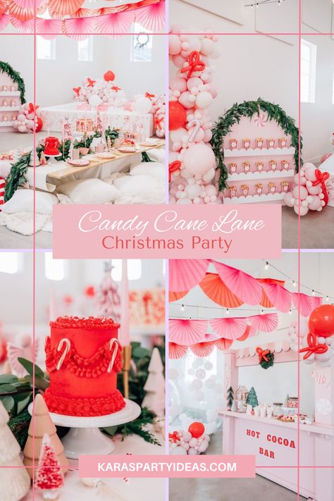 Cue the Christmas music and check out this Candy Cane Lane Christmas Party by Nat Gonzalez of PARTY FUN UTAH, out of Highland, Utah, USA! Red Green Pink Christmas Table, Candy Cane Birthday Party Ideas, Elegant Christmas Birthday Party, Candy Cane Lane Birthday Party, Candy Christmas Party Theme, Dolly Christmas Party, Simple Christmas Party Decor, Kid Christmas Party Activities, Christmas Party With Kids