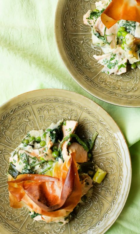 Salmon Filo Pastry Recipes, Save With Jamie Recipes, Salmon Pie, Creative Pies, Salmon Spinach, Spinach Pie, Nigel Slater, Fish Pie, Crusted Salmon