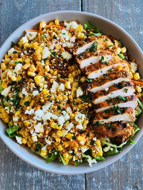 Grilled Mexican Street Corn Chicken Salads Mexican Street Corn Chicken, Grilled Mexican Street Corn, Asparagus Pasta Salad, Street Corn Chicken, Chicken And Corn, Recipes For The Grill, Street Corn Salad, Corn Chicken, Salad Kits