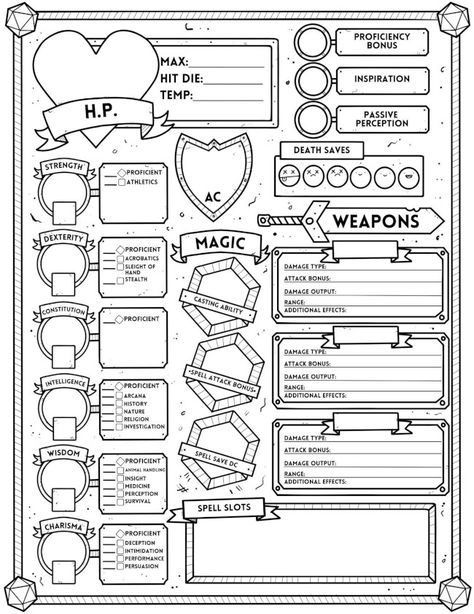 The Best DnD Character Sheets - Custom, Online, Printable + Fillable! Dungeons And Dragons Character Sheet, Rpg Character Sheet, Character Worksheets, Hulk Character, Dnd Character Sheet, Dragon Super, Character Sheet Template, Circus Characters, Dungeon And Dragons