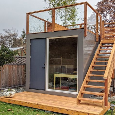 Garden Room Tiny House Designs, Prefab Office, Tiny House Luxury, Garden Cabins, Backyard Studio, Backyard Office, Tiny House Decor, Backyard Sheds, Garden Office