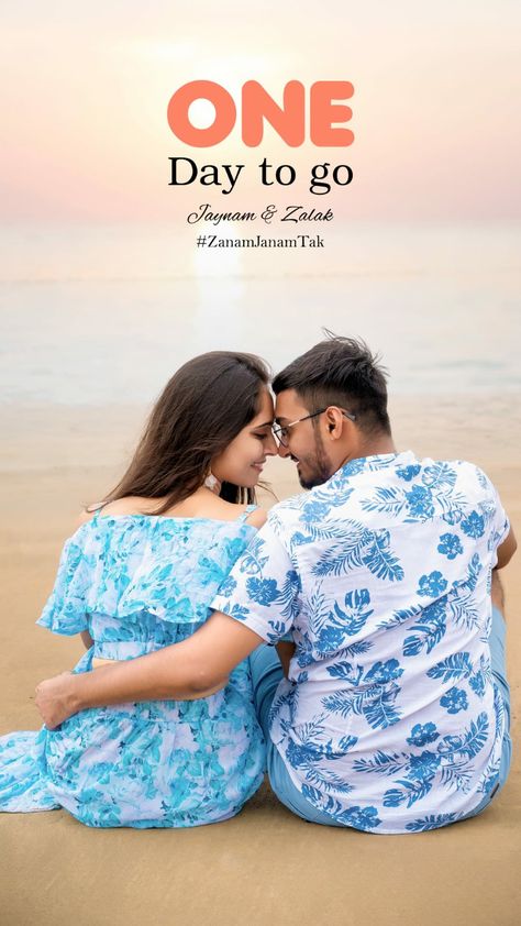 Days To Go Countdown Wedding Photos, Free Wedding Photoshoot, One Day To Go Countdown Wedding, Pre Wedding Countdown Photos, Pre Weeding Pose Photography, Goa Pre Wedding Photoshoot, Prewedding Pose Ideas, 2 Days To Go Countdown Wedding, Pre Wedding Beach Photoshoot