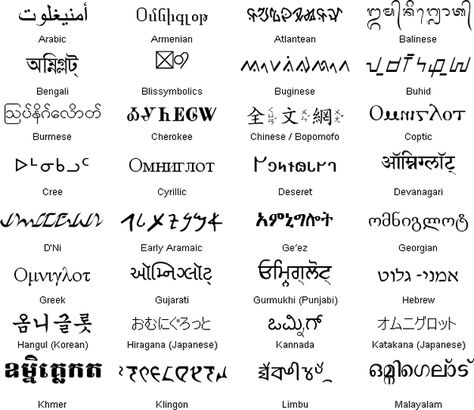 This page shows how to write the word Omniglot, which means 'all languages', in a variety of writing systems and languages. Conlang Scripts, Worldbuilding Culture, Code Alphabet, Fictional Languages, Figures Of Speech, Script Ideas, Writing Calligraphy, Ancient Writing, Alphabet Symbols