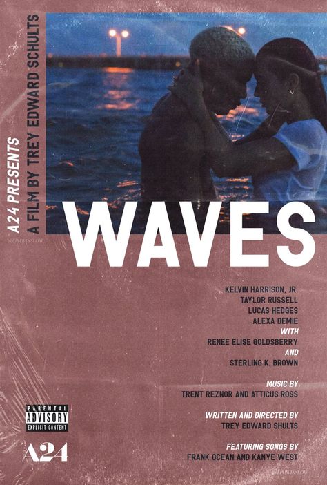 Waves Movie Poster, Waves Movie, Waves 2019, Oscar Winning Movies, Wave Poster, Movie Wall Art, Rap Albums, Vintage Poster Design, Dorm Posters