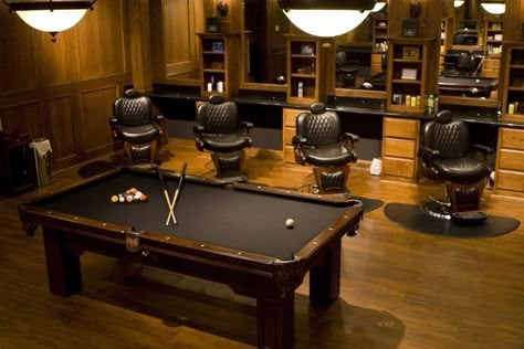 Barbershop Decor Ideas, Upscale Barbershop, Barber Shop Decor Ideas, Shop Decor Ideas, Luxury Barbershop, Salon For Men, Barbershop Decor, Home Haircuts, Barbershop Design Interior