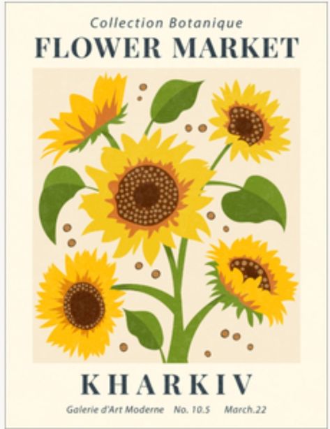 Sunflower Poster, Art Deco Ideas, Exhibition Posters, Poster Flower, Market Poster, Bedroom Wall Collage, Sunflower Canvas, Flower Market Poster, Sunflower Decor