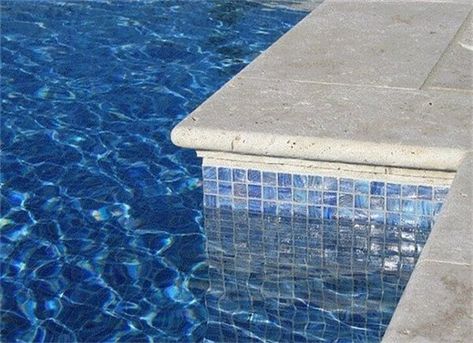 Pool Coping Tiles, Waterline Pool Tile, Pool Tile Designs, Coping Tiles, Swimming Pool Decorations, Travertine Pool Coping, Travertine Pool, Pool Finishes, Swimming Pool Tiles