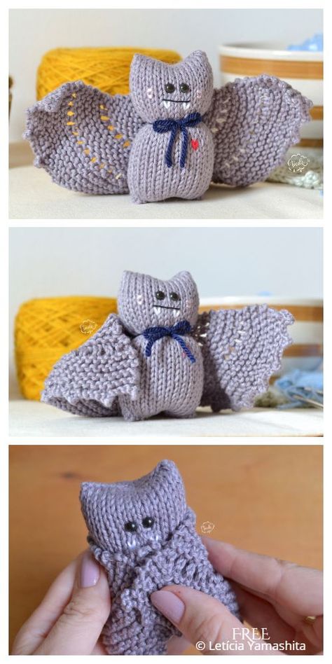 Free Knitting Patterns For Halloween, Knit Halloween Decorations, Bat Knitting Pattern Free, Halloween Loom Knitting, Knit Halloween Patterns, Loom Knit Halloween Projects, Ghost Knitting Pattern, Knitting Machine Halloween, Free Halloween Knitting Patterns