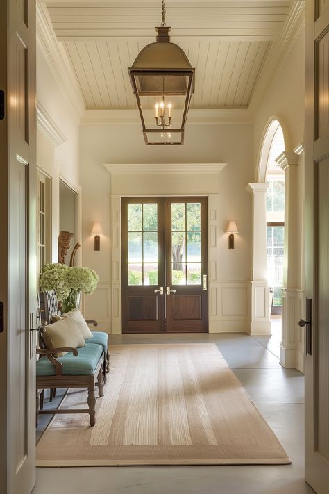 60+ Beautiful Home Entryway Decor Ideas House Design Entryway, Entryway With Molding, Outside Entryway Ideas, Mansion Entryway, Gorgeous Entryway, Dream House Entrance, Home Foyer, House Entryway, Traditional Foyer