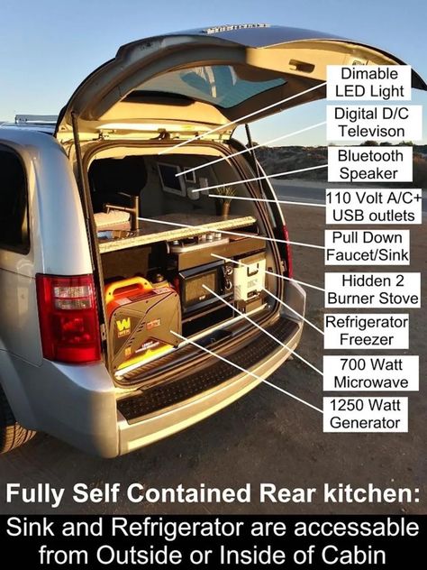 Dodge Grand Caravan Camper, Dodge Caravan Camper, Grand Caravan Camper, Conversion Camper Van, Caravan Conversion, Minivan Camper Conversion, Hiding In Plain Sight, Dodge Van, Cool Campers