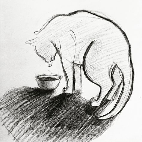 ArtStation - Watering place, Darya Efremova Academic Drawing, Quick Sketch, A Cat, Sketch, Abstract Artwork, Drawings, Water, Art