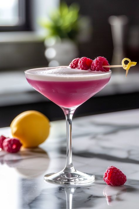 Delicious French Martini Recipe - Perfect Cocktail for Happy Hour #cocktails #cocktailrecipes #classiccocktails French Kiss Martini, French Kiss Cocktail, French Martini Recipe, French Martini, Martini Ingredients, Light Appetizers, Classic Cocktail Recipes, Cocktail Bitters, Raspberry Tarts