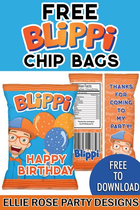 We just hit publish on this beauty! Free Blippi Chip Bag Printable template. Click through to find more .. #blippipartyideas #blippibirthdayparty #freeblippiprintables #blippiprintables Free Blippi Printables, Free Teacher Appreciation Gifts, Party Favour Ideas, Chip Bag Printable, Blippi Party, Mr Onederful Birthday, Birthday Treat Bags, Favour Ideas, Baby Shower Gift Basket