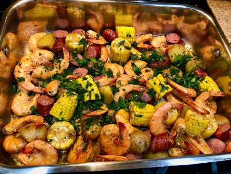 Ina Garden Shrimp Boil, Oven Roasted Southern Shrimp Boil, Ina Garten Seafood Boil, Ina Garten Shrimp Boil In Oven, Ina Garten Shrimp Boil, Ina Garten Oven Roasted Southern Shrimp Boil, Shrimp Boil In The Oven, Oven Low Country Boil, Low Country Boil Recipe Oven