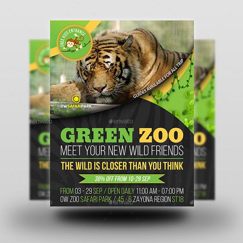 Zoo Safari Flyer Template Vol.2 #Ad #Safari, #Ad, #Zoo, #Flyer, #Vol Zoo Flyer, Zoo Brochure, Brochure Examples, Make A Flyer, Report Card Template, Travel Brochure Template, Free Brochure Template, Brochure Print, Invoice Template