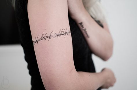 Elvish Script One Ring to Rule them All Lord of the by SeventhSkin Tattoo Chest And Shoulder, Elvish Tattoo, Elvish Script, Lost Tattoo, Lotr Tattoo, Lord Of The Rings Tattoo, Rings Tattoo, Nerd Tattoo, Script Tattoo