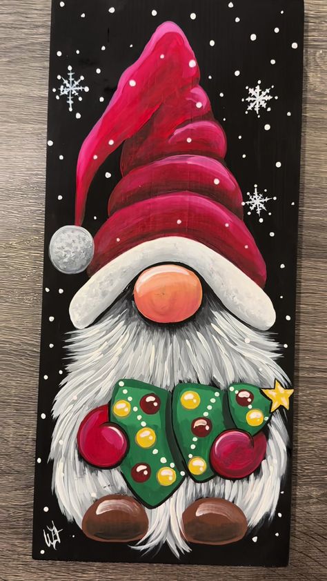 Make Your Day Christmas Gnome Painting, Gnomes Painting, Christmas Art Painting, Gnome Paintings, Gnome Painting, Painting Santa, Gnome Art, Gnome Paint, Santa Paintings