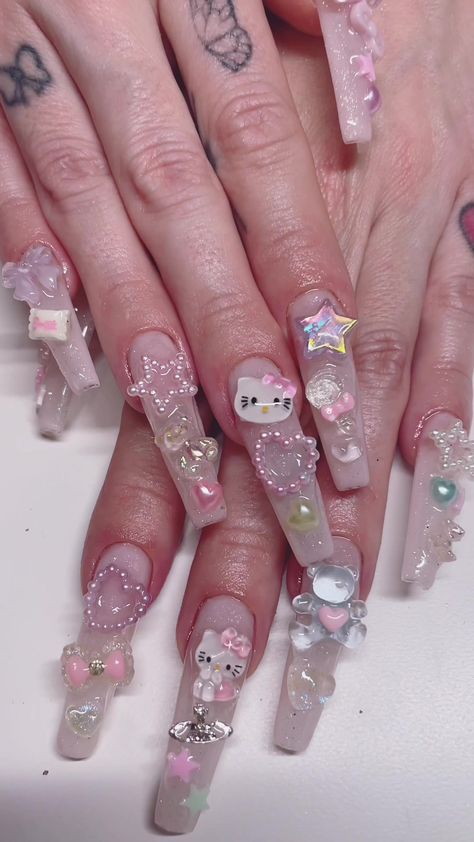 Anti Valentines Day Nails, Juicy Nails, Harajuku Nails, Lamb Tattoo, Popular Trends, Polygel Nails, Hello Kitty Nails, Blush Nails, Pretty Nail Designs