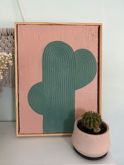 #plasterart #plaster #textured #cactus #decor #art #australia Cactus Texture Art, Plaster Canvas Art Diy, Spackle Art Texture Diy, Spackle Art, Boho Pottery, Nursery Canvas Art, Guided Art, Diy Canvas Wall Art, Simple Canvas Paintings