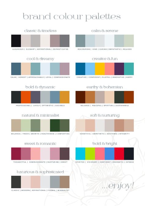 Color Palette For Marketing, Colour Combinations For Website, Colour Palette For Graphic Design, Colour Palette For Social Media, Color Combinations Pallets, Business Card Colour Palette, Colour Palette For Clothing Brand, Company Colour Palette, Colours For Website