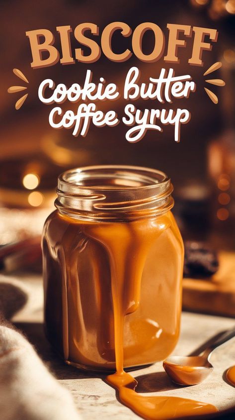 Make your mornings better with this easy Biscoff Cookie Butter Coffee Syrup recipe. Sweet, creamy, and perfect for lattes or iced coffee. Sweet Iced Coffee Recipe, Diy Coffee Syrup Recipes, Cookie Butter Coffee, Diy Coffee Syrup, Drink Masters, Diy Iced Coffee Recipes, Butter Syrup Recipe, Coffee Syrup Recipes, Iced Coffee Ideas