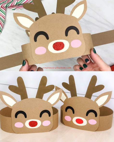 This cute Rudolph the red nosed reindeer headband craft is a fun Christmas activity for kids! It comes with a free printable template to make as a craft or a black and white version that kids can color in. Perfect for at home or at school! #simpleeverydyamom #reindeercrafts #xmascrafts #christmascrafts #kidscrafts #holidaycrafts #craftsforkids #preschool #ece #kindergarten #xmasideas #newyear #christmasdecor Reindeer Headband Craft, Headband Crafts, Fun Christmas Activities, Christmas Crafts For Toddlers, Christmas Crafts To Sell, Christmas Crafts For Kids To Make, Cute Reindeer, Christmas Crafts To Make, Reindeer Headband