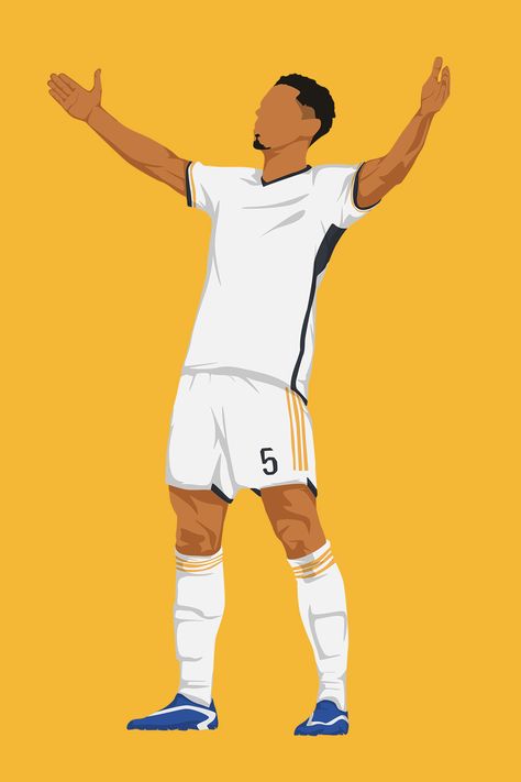 Jude Bellingham in minimalist drawing style Realmadrid Art Wallpaper, Bellingham Drawing, Football Illustration Art, Footballer Illustration, Football Art Design, Laliga Football, Sports Illustrations Art, Football Player Drawing, Sports Cartoon