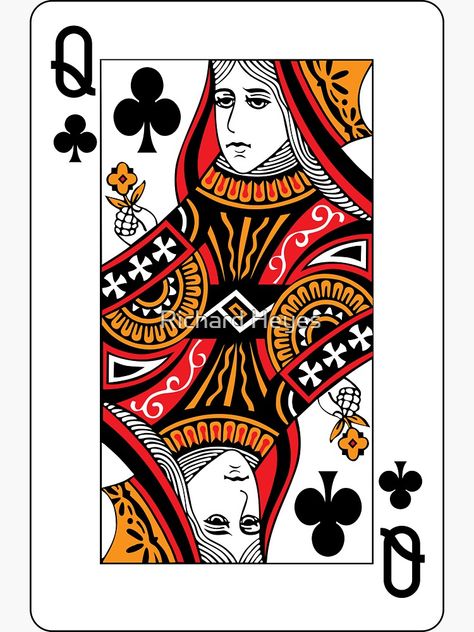 "Queen of Clubs" Sticker for Sale by Richard Heyes | Redbubble Queen Of Clubs, Club Card, Card Deck, Playing Card, Deck Of Cards, Game Design, Surrealism, Board Games, Sticker Design