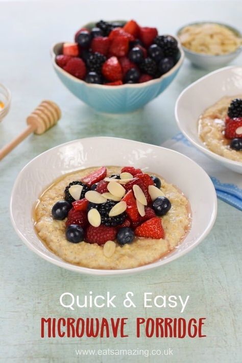 Microwave Porridge, Easy Microwave Breakfast, Healthy Family Breakfast, Easy Porridge Recipes, Breakfast Ideas Easy, Microwave Breakfast, Work Breakfast, Quick And Healthy Breakfast, Healthy Breakfast Idea