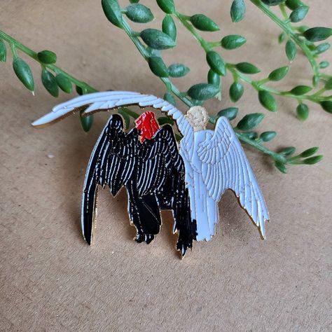 Good Omens enamel pin, inspired by the BBC TV series. The nicest pin in the apocalypse! #goodomens #goodomenstv #cosplay #nerd . #Good_Omens_Merch #Danny_Core #Crowley_And_Aziraphale #Joy_Cards Good Omens Clothes, Good Omens Earrings, Good Omens Stickers Printable, Danny Core, Crowley And Aziraphale, Enamel Pin Design, Bbc Tv Series, Joy Cards, Good Omens Book