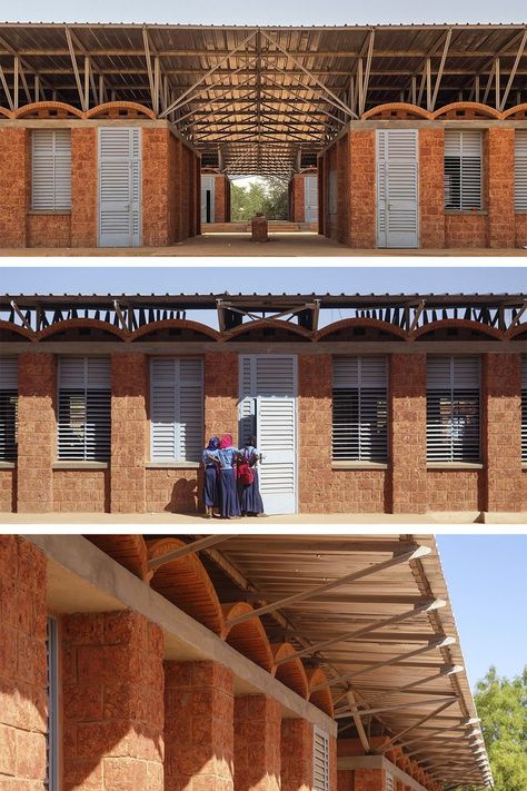 Article 25 are redeveloping a school in Niger using beautiful laterite stone - Article 25 are a humanitarian architecture charity with a focus on designing and helping to build education and healthcare projects in parts of the world that needs them most. Niger’s education system faces huge challenges. #architonic #architecture #archilovers #facade #facadeinspiration #school #humanitarianarchitecture #lateritestone #collègeamadouhampaté Bâ Beautiful Architecture Drawings, Sustainable School Architecture, Laterite Stone Architecture, Laterite Architecture, Humanitarian Architecture, Laterite Stone, Extreme Architecture, Theatre Architecture, S Education