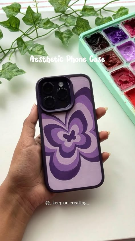 Aesthetic Phone Case Diy, Phone Case Making, Phone Case Painting, Case Painting, Phone Case Diy Paint, Diy Phone Case Design, Gouache Paints, Phone Covers Diy, Phone Case Aesthetic