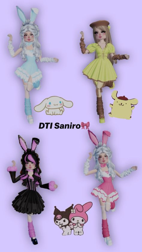 #dti #dresstoimpress #dresstoimpressoutfits #sanrio #hellokitty #cinnamonroll #pompompurin #kuromi #mymelody Sanrio Outfits, Sanrio Characters, Dress To Impress, Hello Kitty, Kitty, Gifts