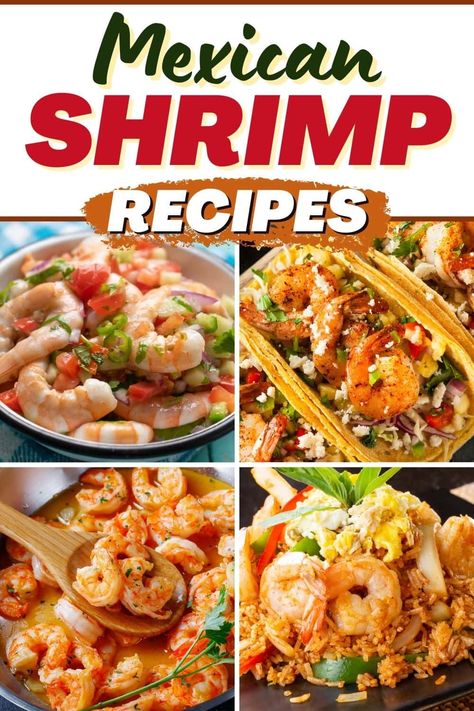 Try these sensational Mexican shrimp recipes if you're bored of the same old seafood dinners. They're spicy, fresh, and ready to devour in no time at all. Mexican Seafood Recipes Authentic, Mexican Rice With Shrimp, Latin Shrimp Recipes, Mexican Shrimp And Rice Recipes, Mexican Recipes With Shrimp, Mexican Dishes With Shrimp, Mexican Shrimp Dishes, Mexican Shrimp Salad Recipes, Spanish Shrimp Recipes